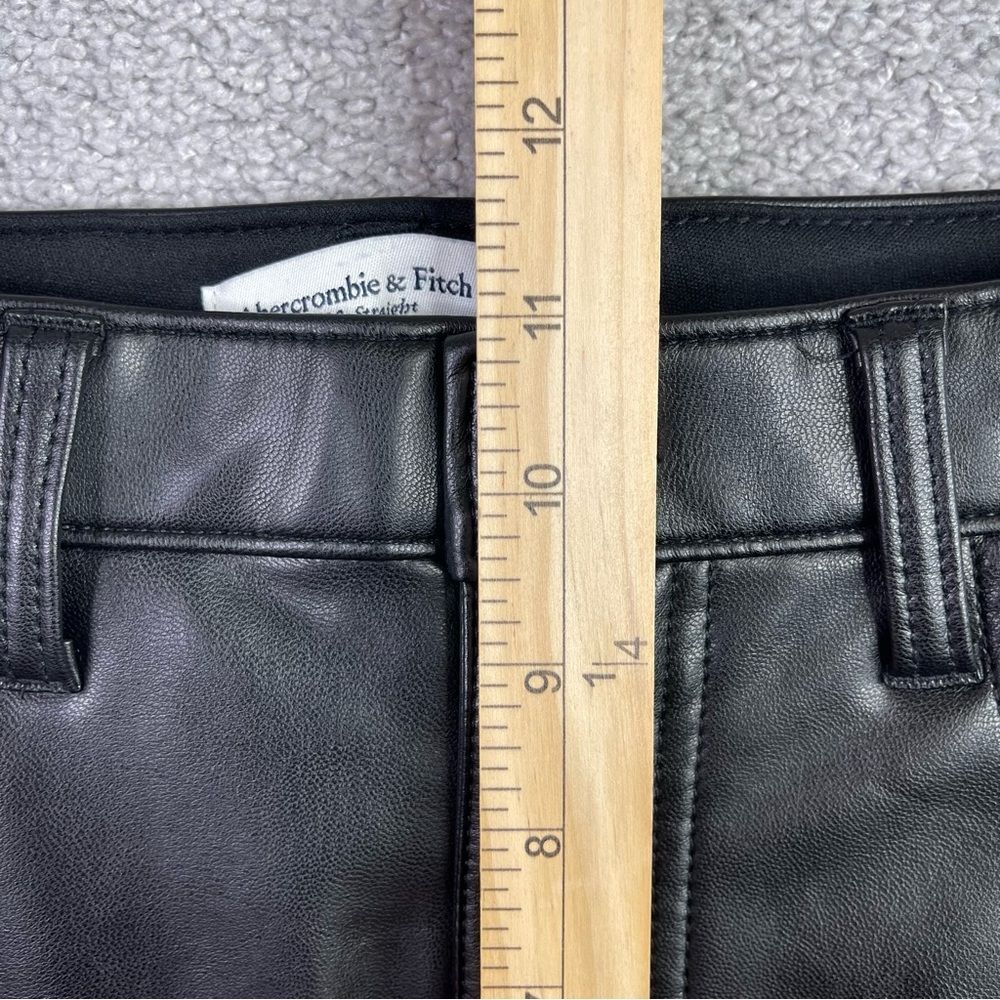 Abercrombie & Fitch Faux Leather Pants Women's 27 Black 90's Straight High Rise - Picture 8 of 10